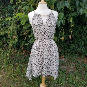 White Leopard Print High-Low Dress